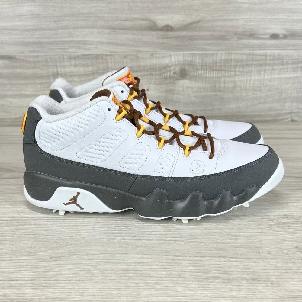 Nike Air Jordan 9 G Golf Nrg U24 White-University Gold FN6931-100 Men's Size 10